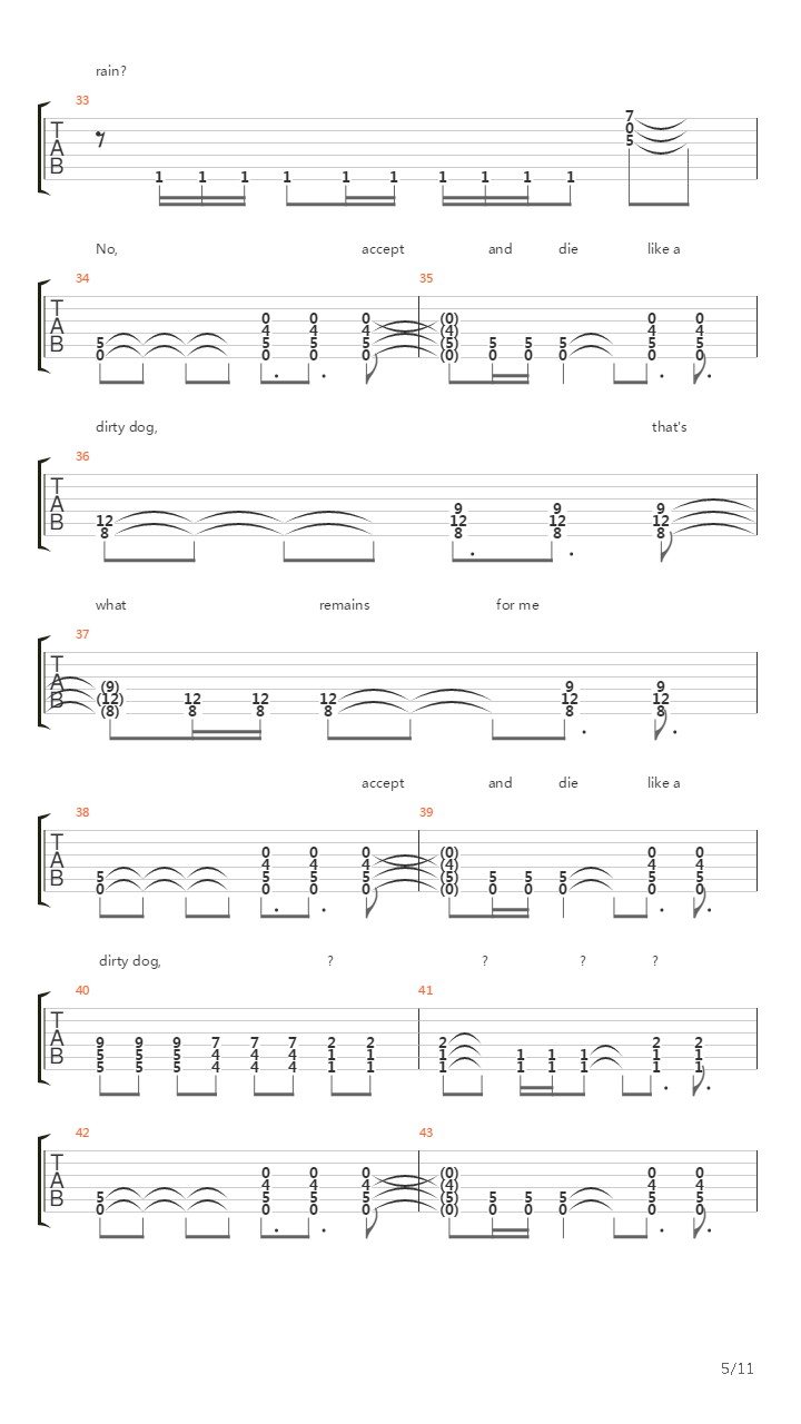 Slave吉他谱