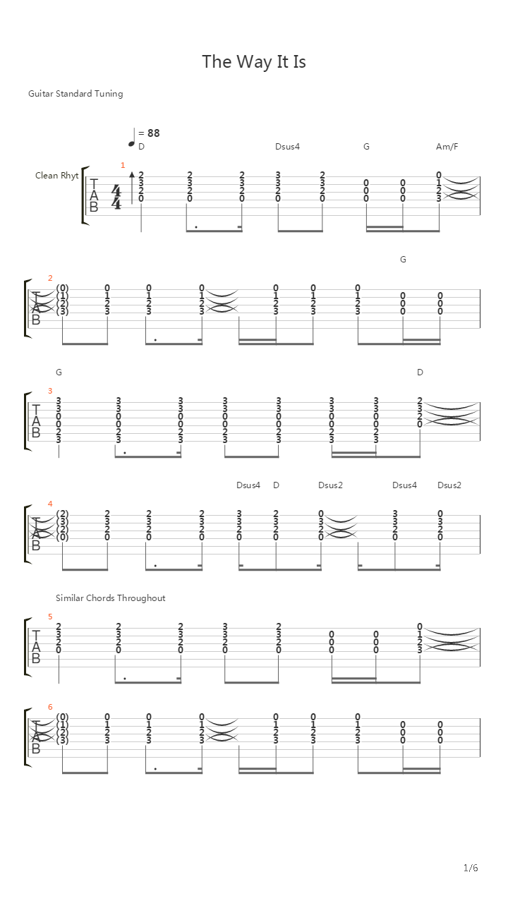 The Way It Is吉他谱