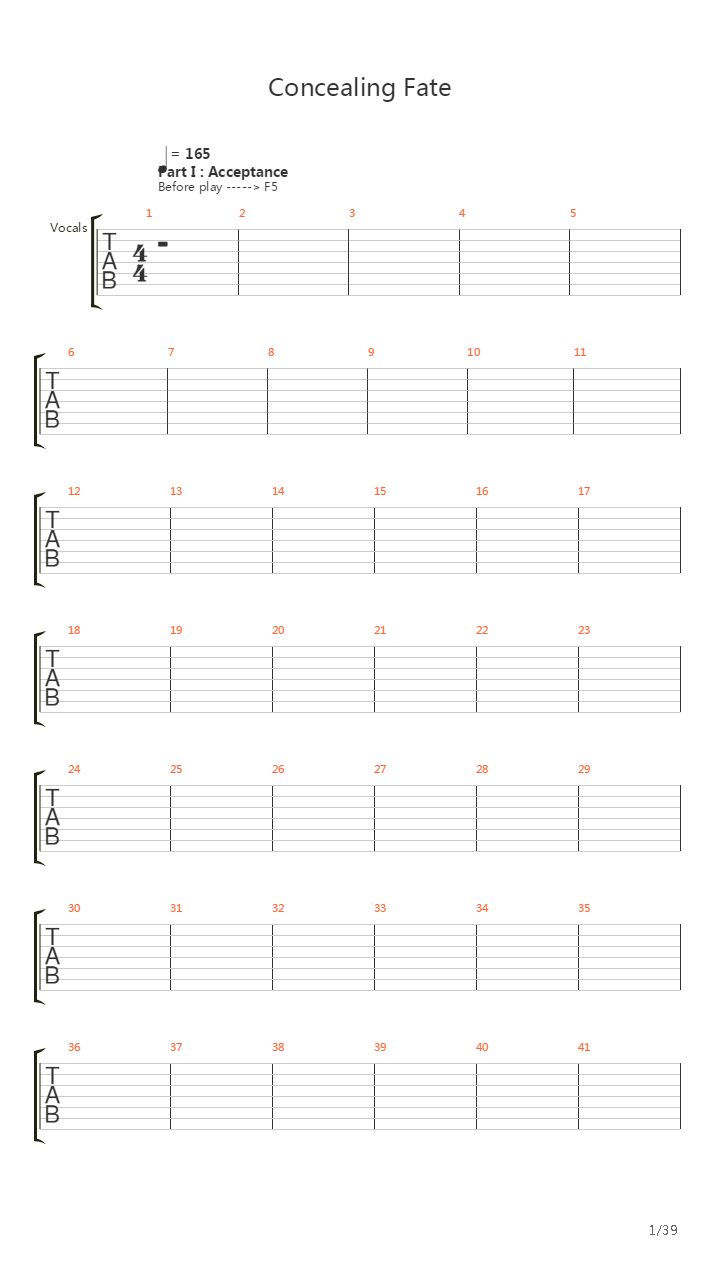 Concealing Fate吉他谱