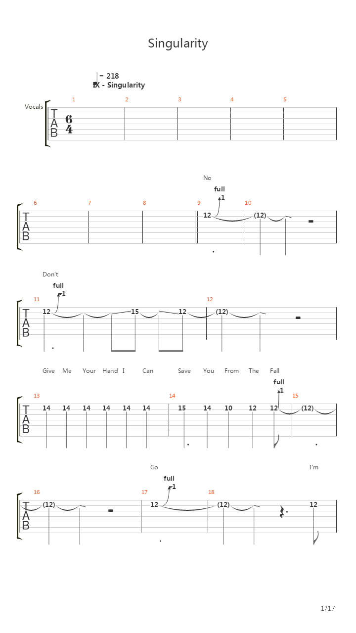 Singularity吉他谱