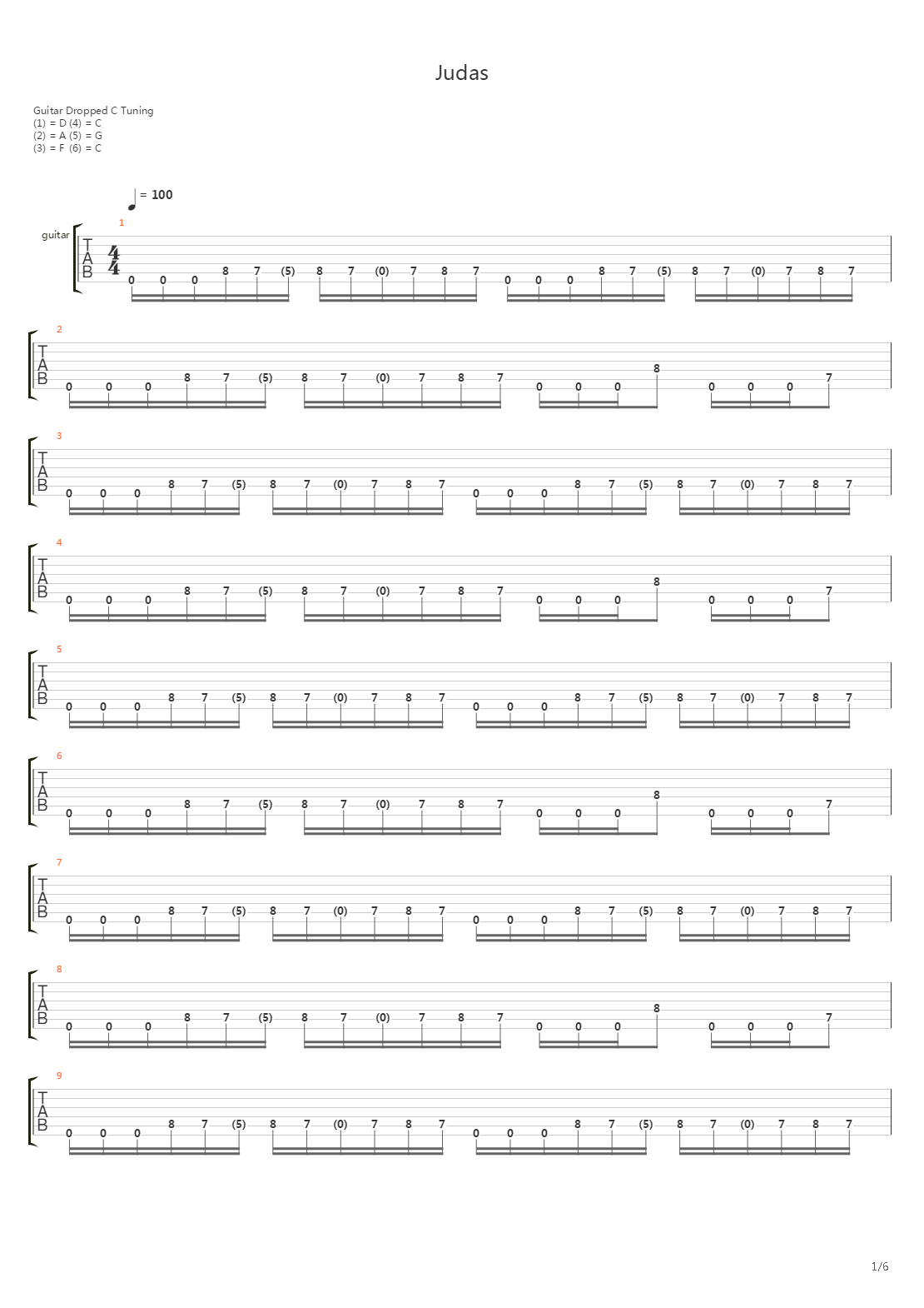 Judas吉他谱