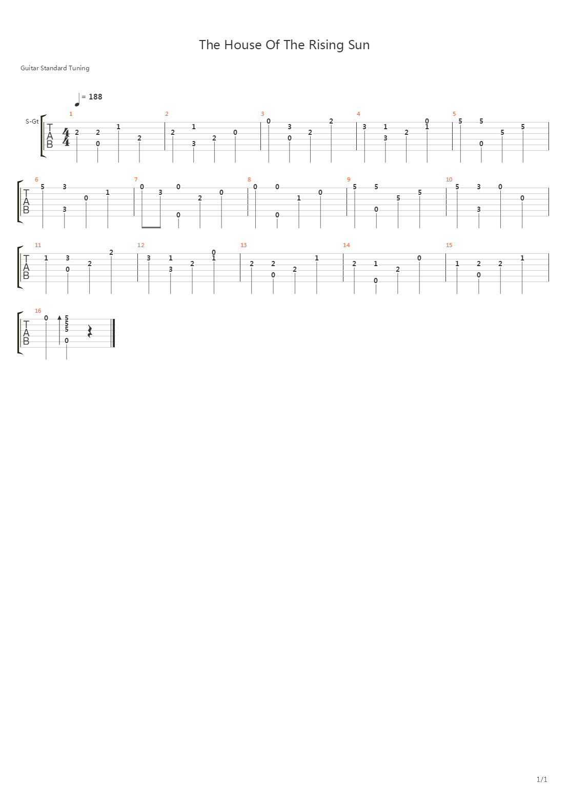 The House Of The Rising Sun吉他谱