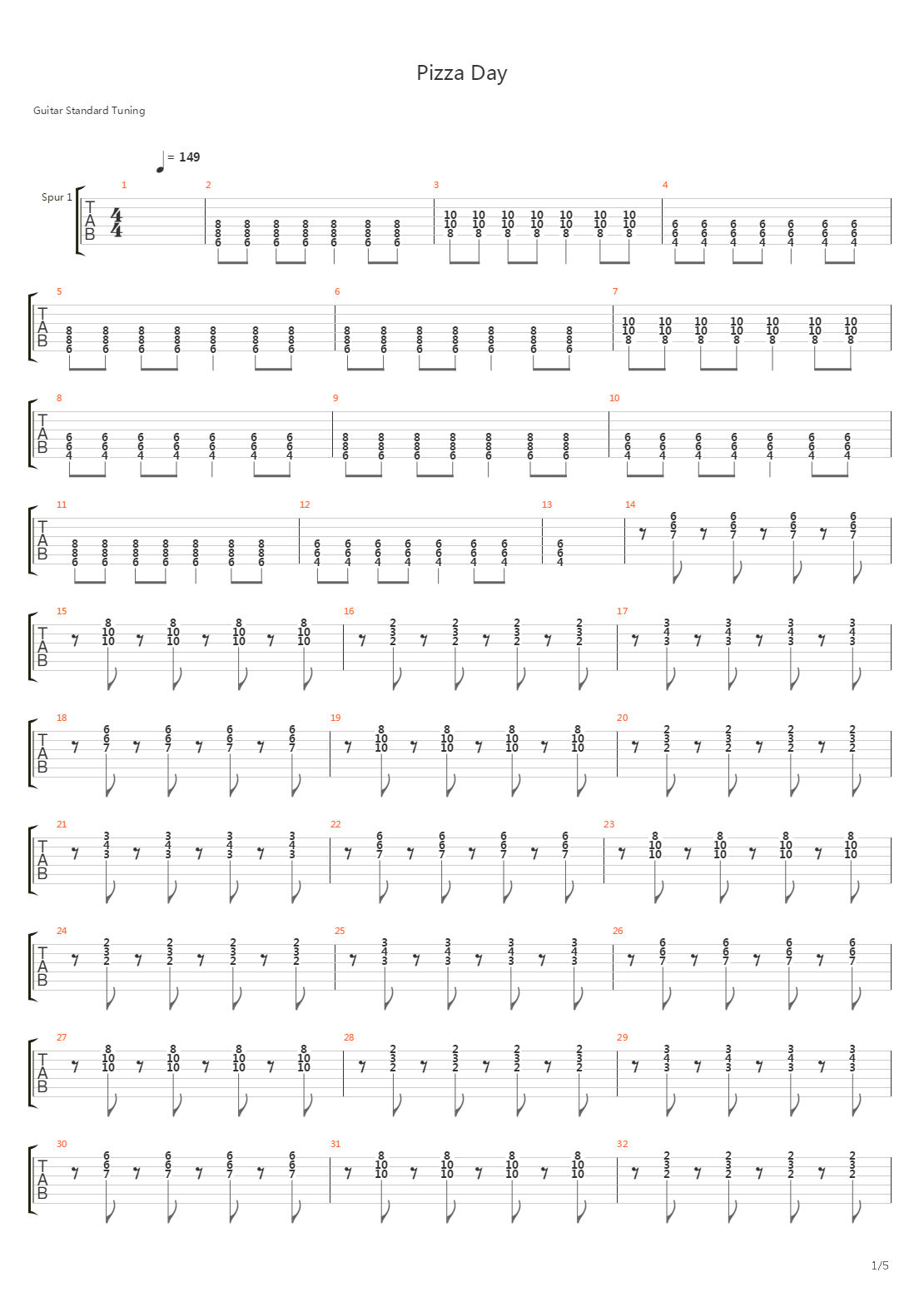 Pizza Day吉他谱