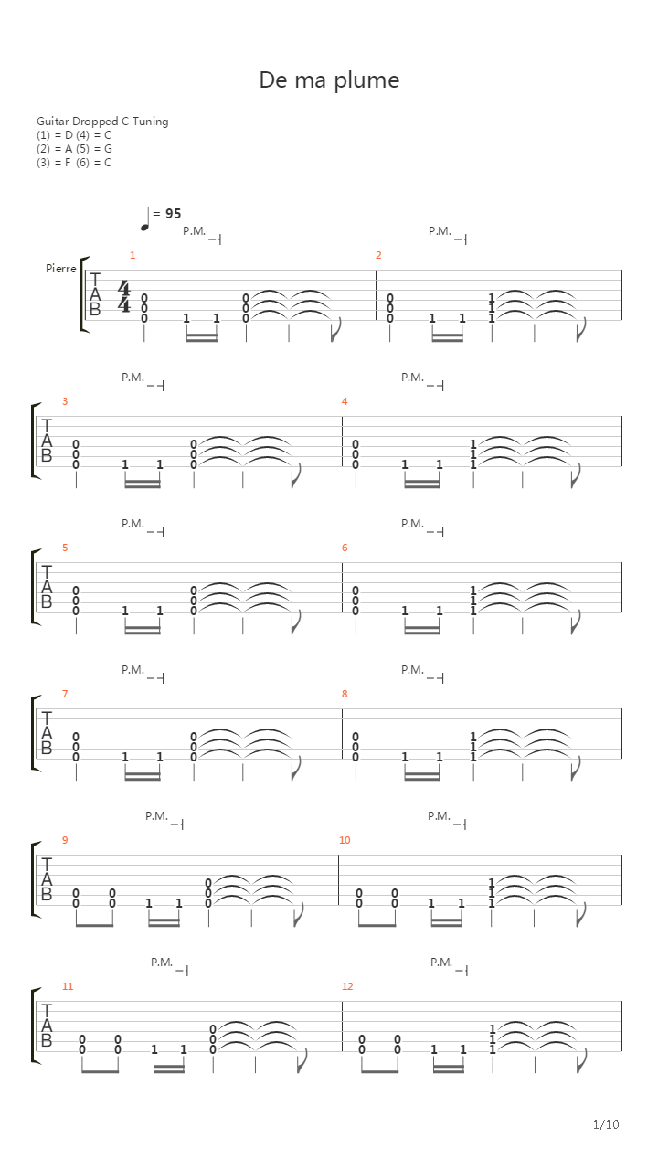 De Ma Plume吉他谱
