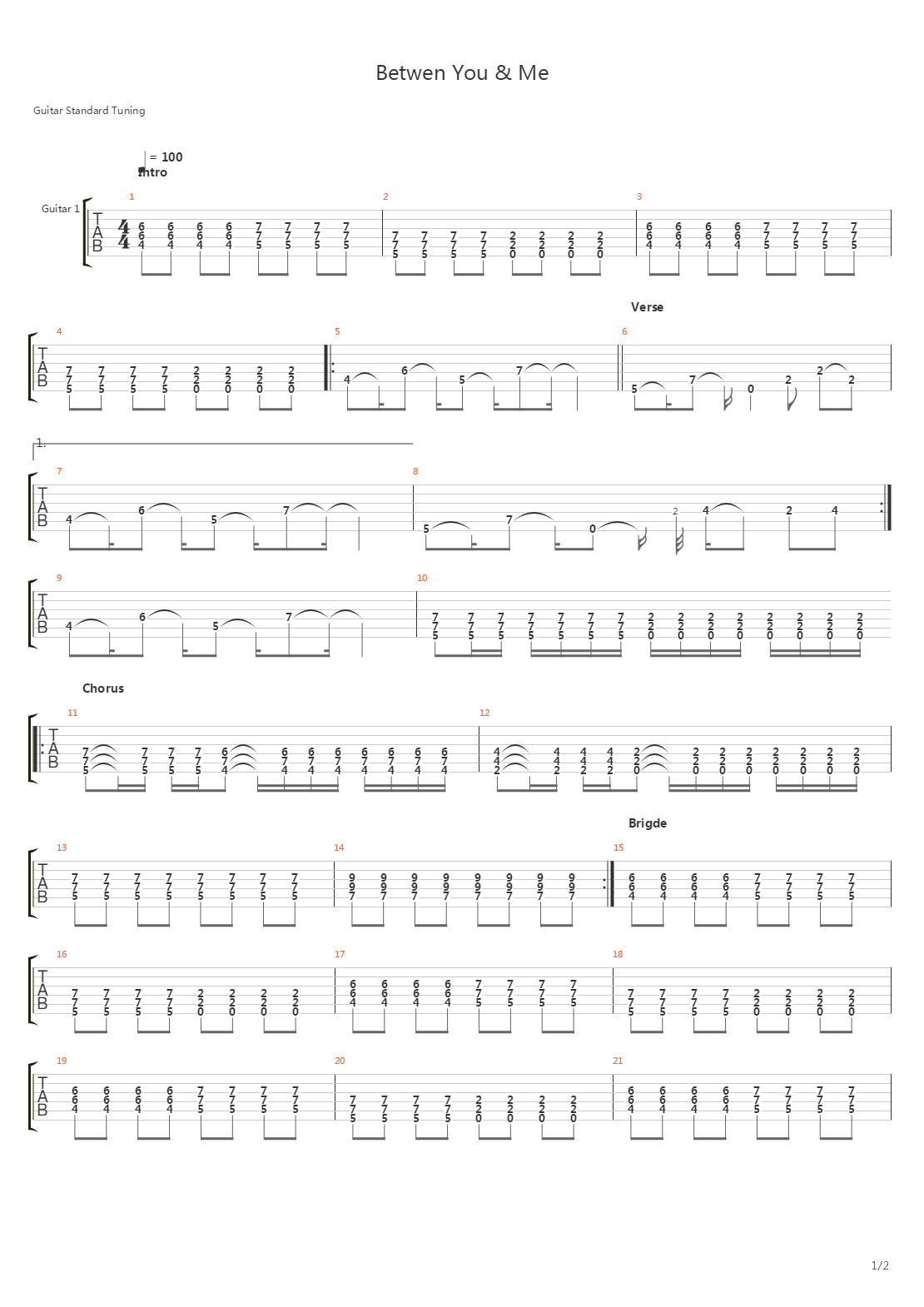 Betwen You & Me吉他谱