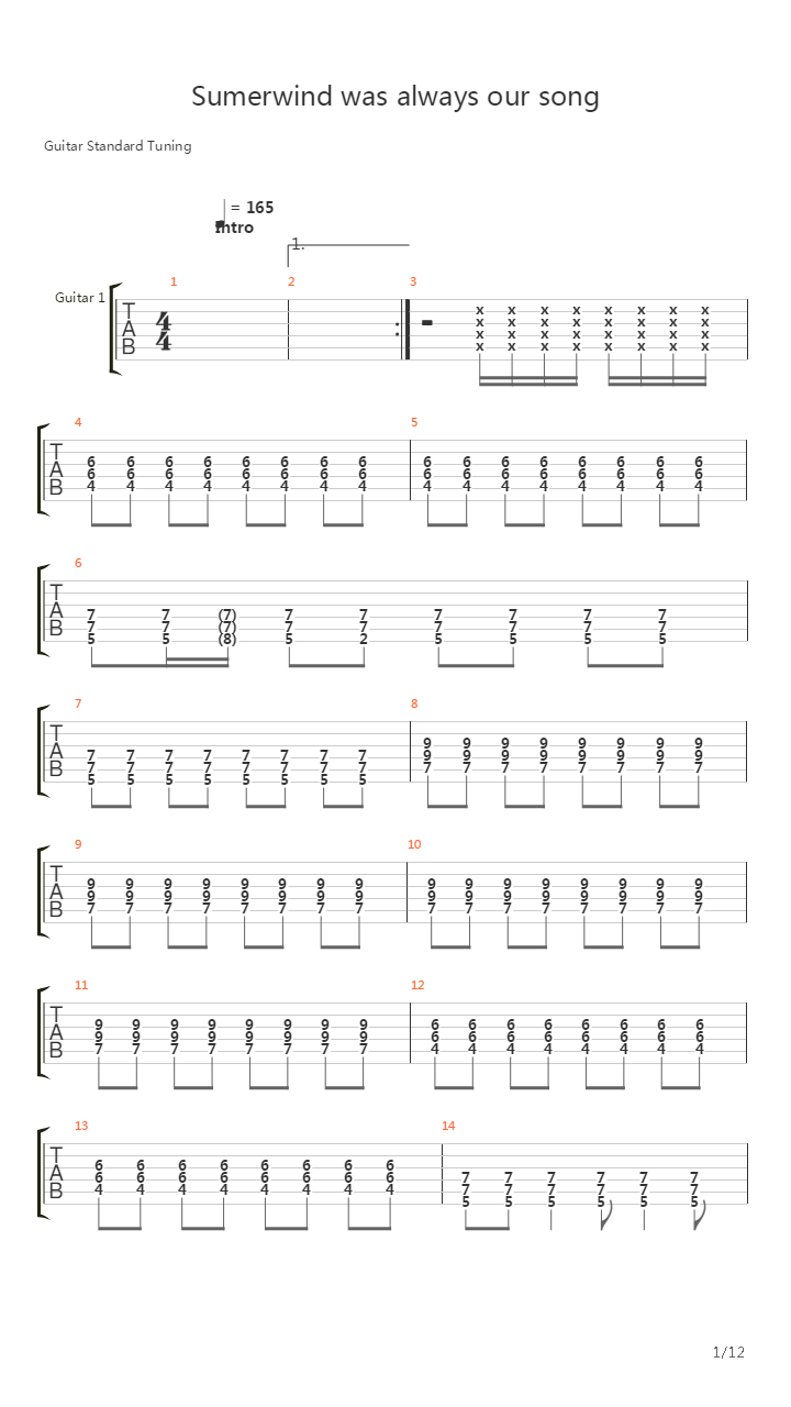 Summer Wind Was Always Our Song吉他谱