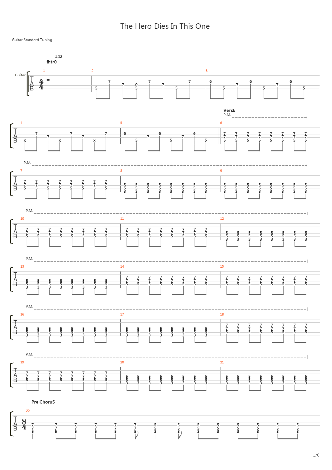 This Hero Dies On This One吉他谱