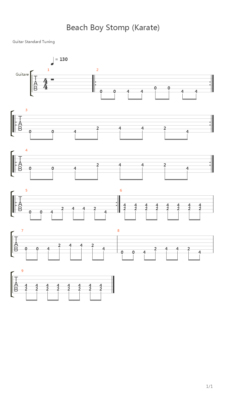 Beach Boy Stomp (Karate)吉他谱