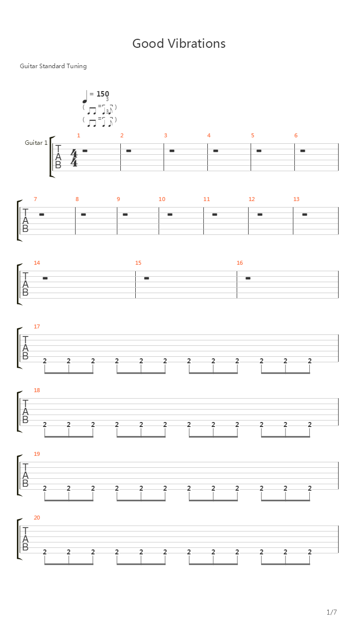 Good Vibrations吉他谱