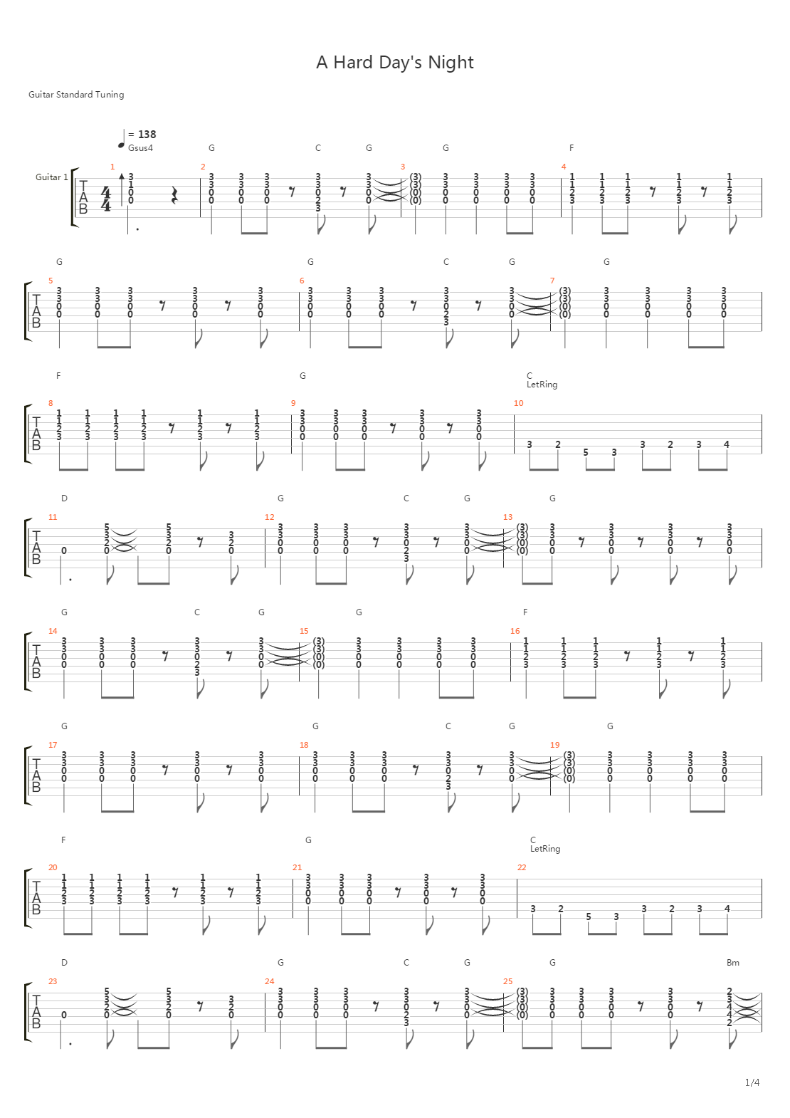 A Hard Day's Night吉他谱