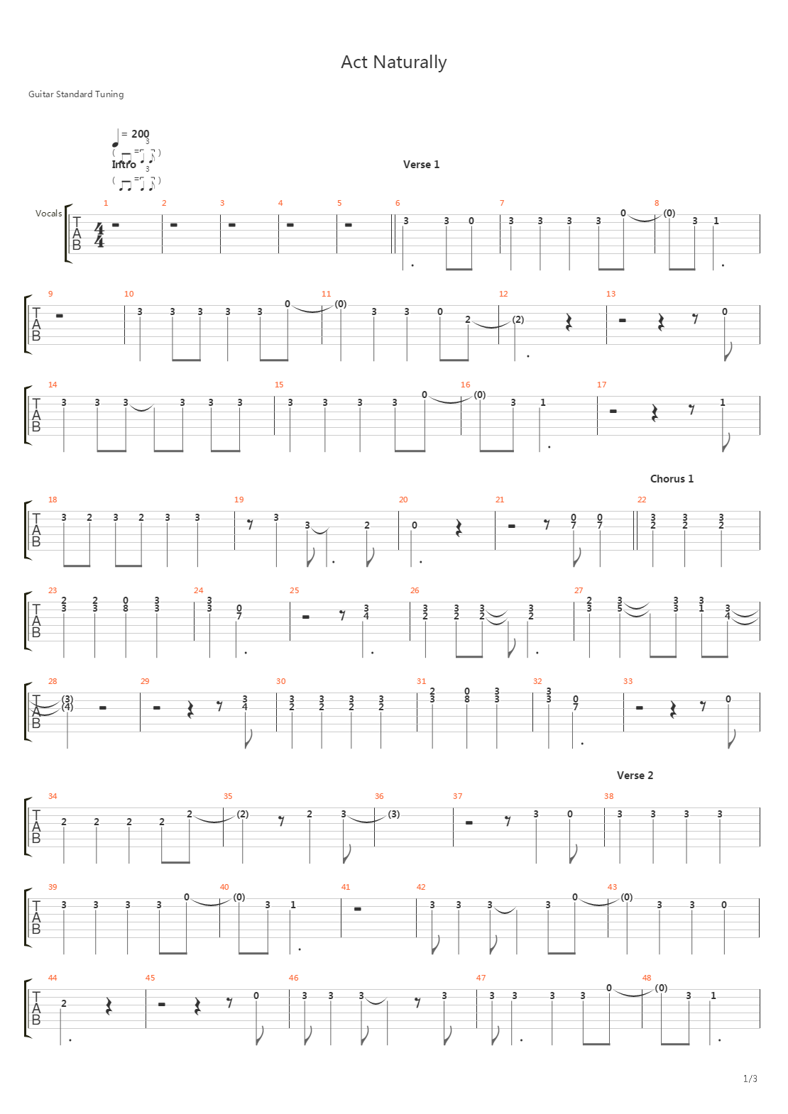 Act Naturally吉他谱