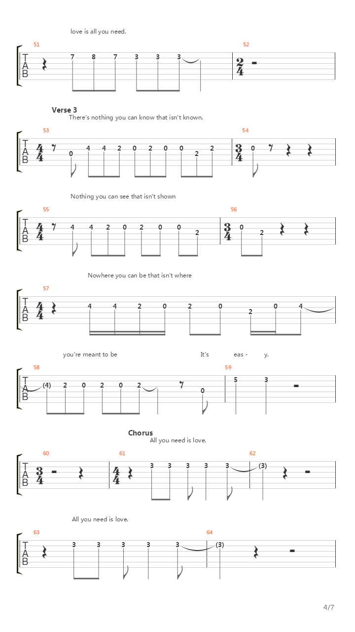 All You Need Is Love吉他谱