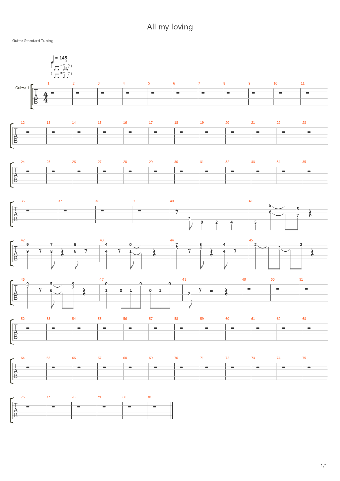 All my loving吉他谱