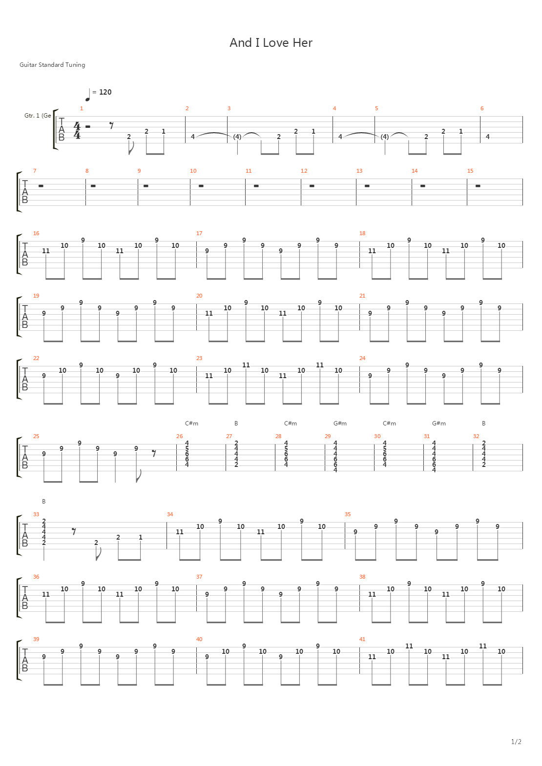 And I Love Her吉他谱