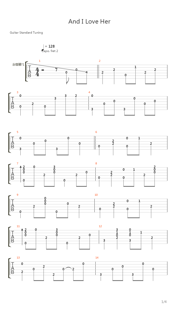 And I Love Her (arranged by Peter Ratzenbeck)吉他谱