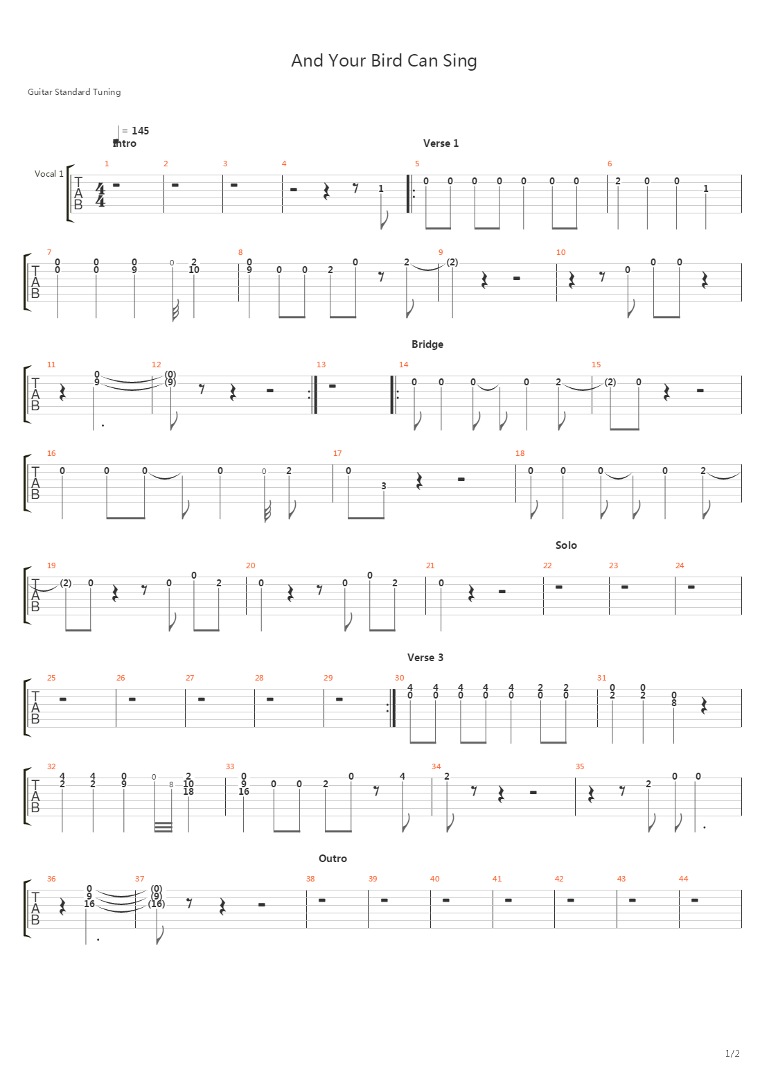 And Your Bird Can Sing吉他谱