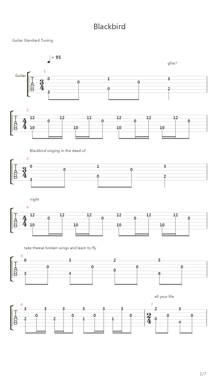 Blackbird吉他谱