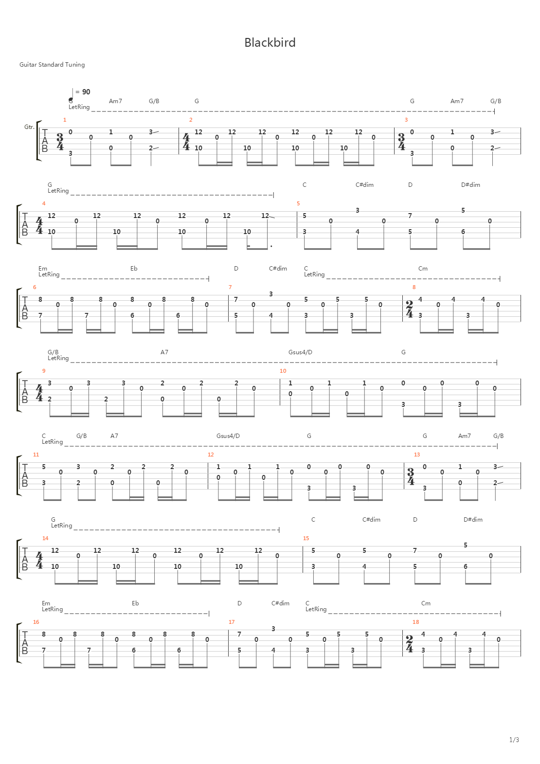 Blackbird吉他谱