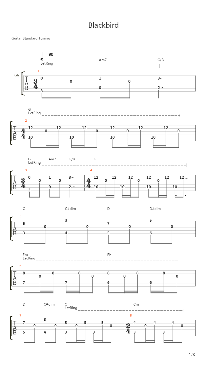 Blackbird吉他谱