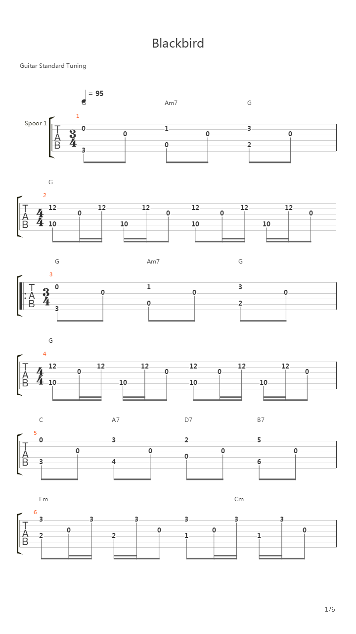 Blackbird吉他谱