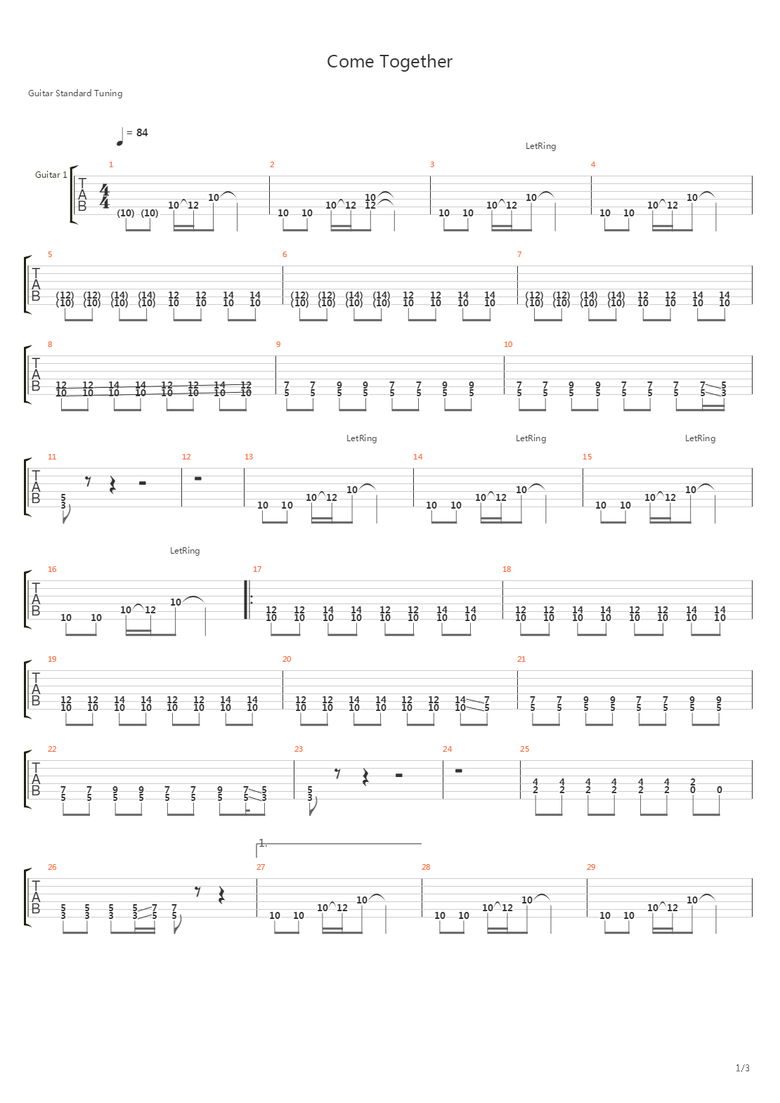Come Together吉他谱