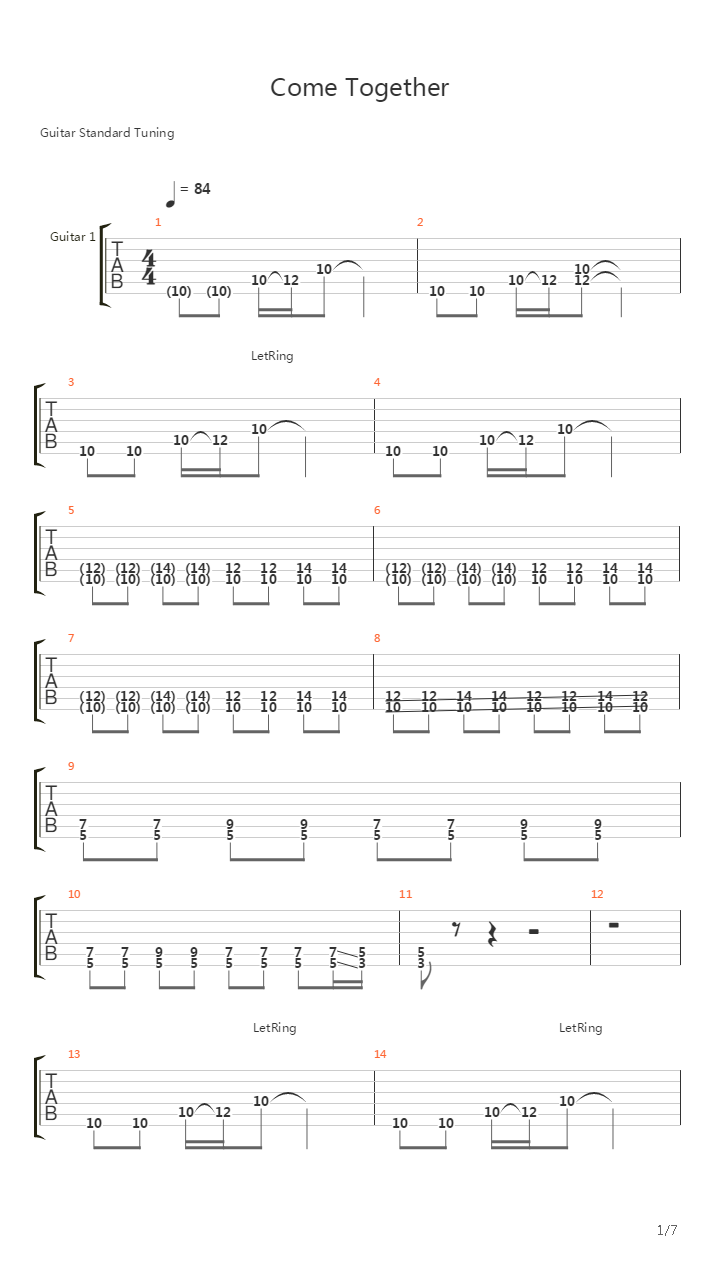 Come Together吉他谱