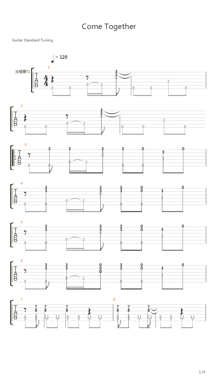 Come Together吉他谱