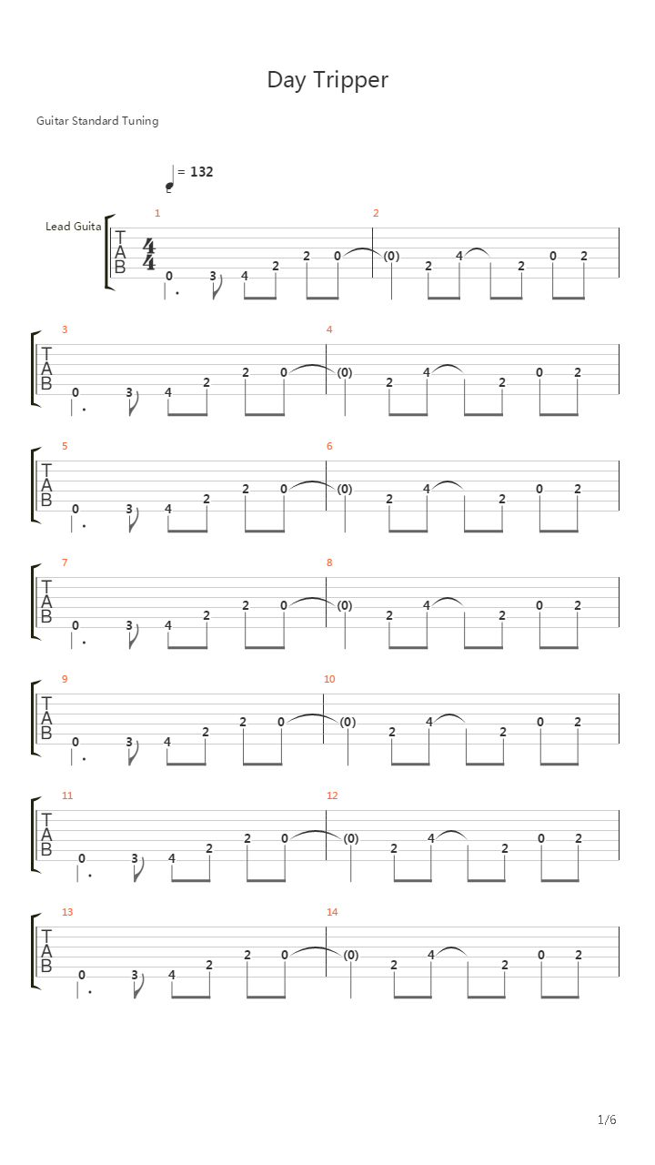 Day Tripper吉他谱