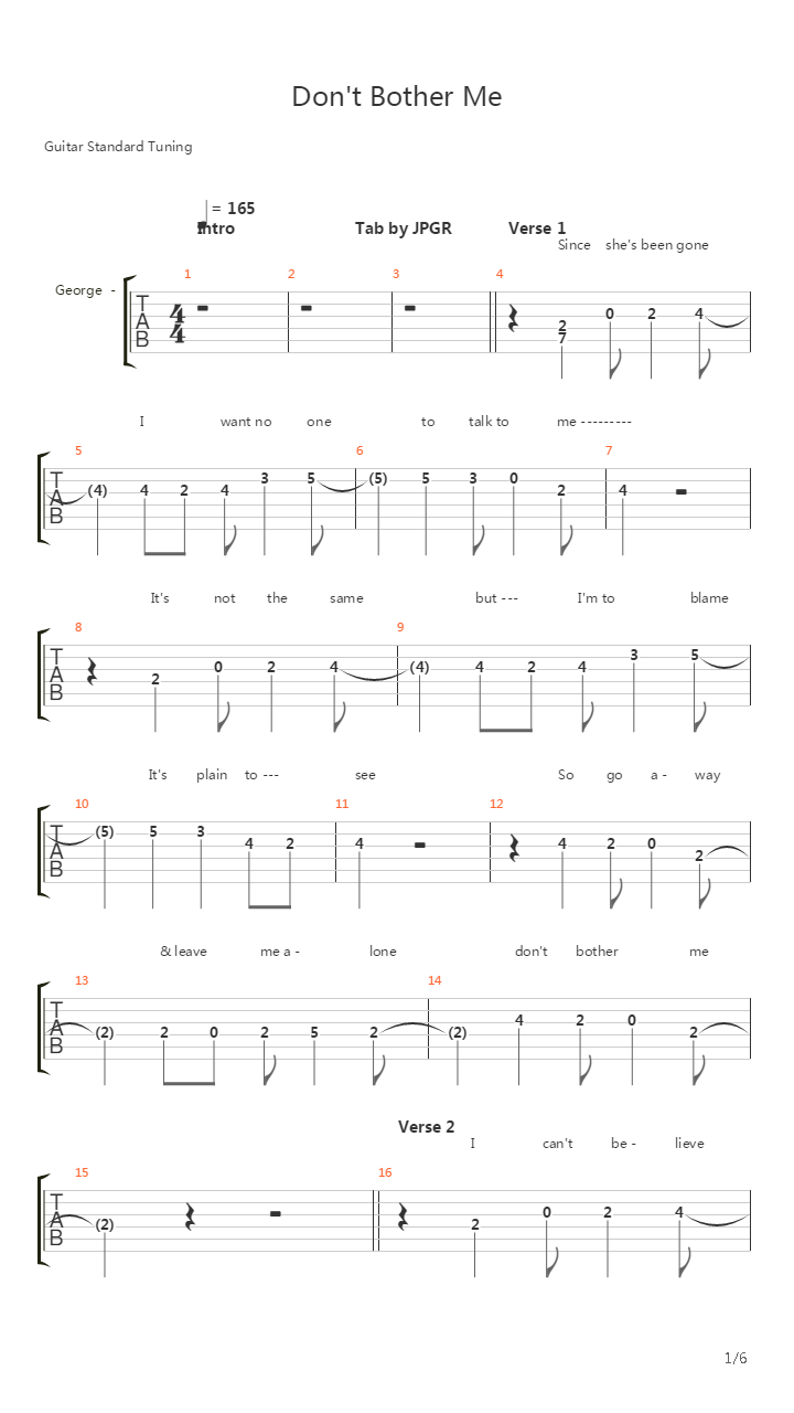Don't Bother Me吉他谱