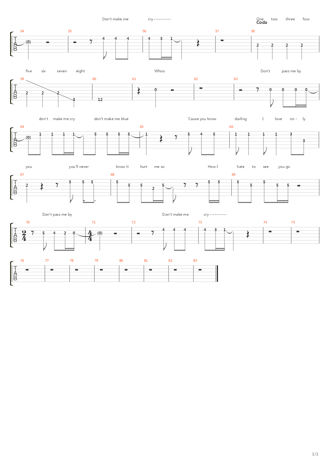 Don't Pass Me By吉他谱