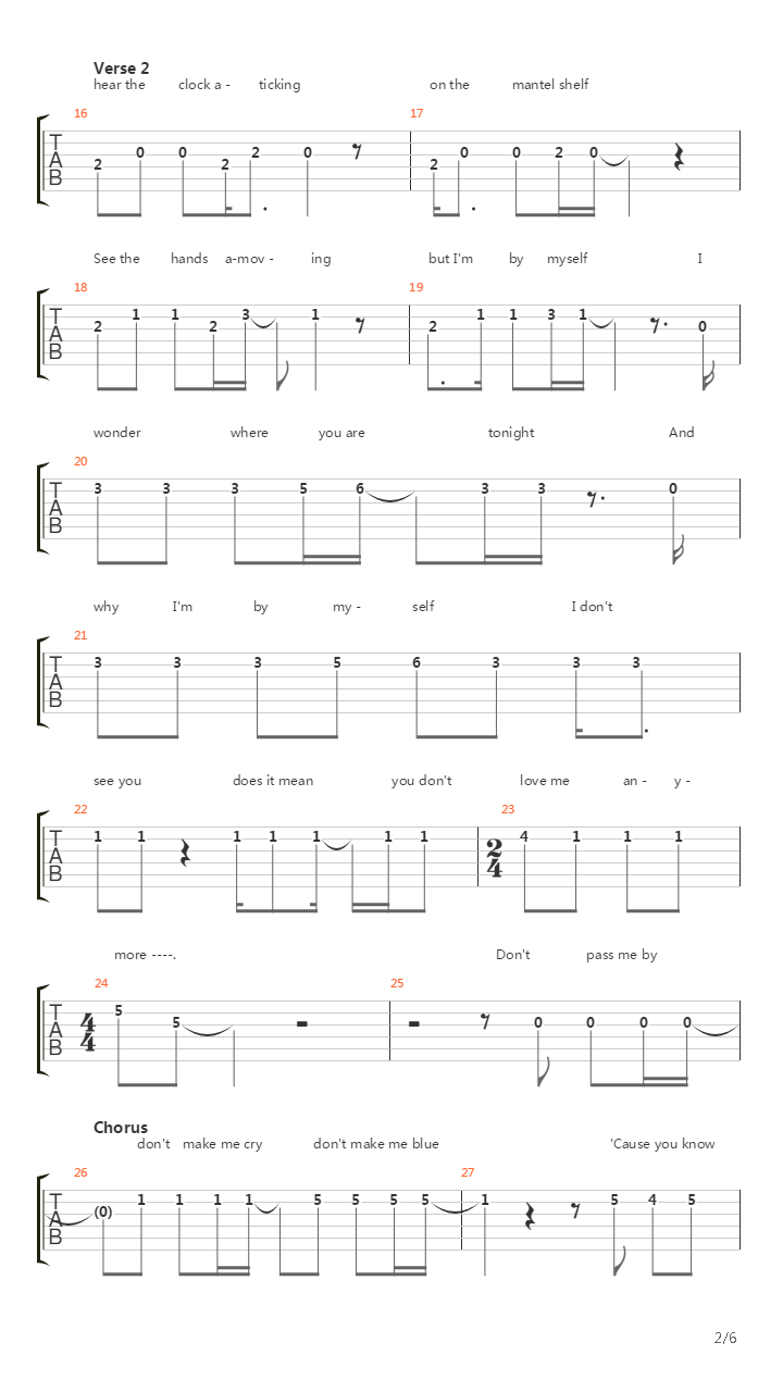 Don't Pass Me By吉他谱