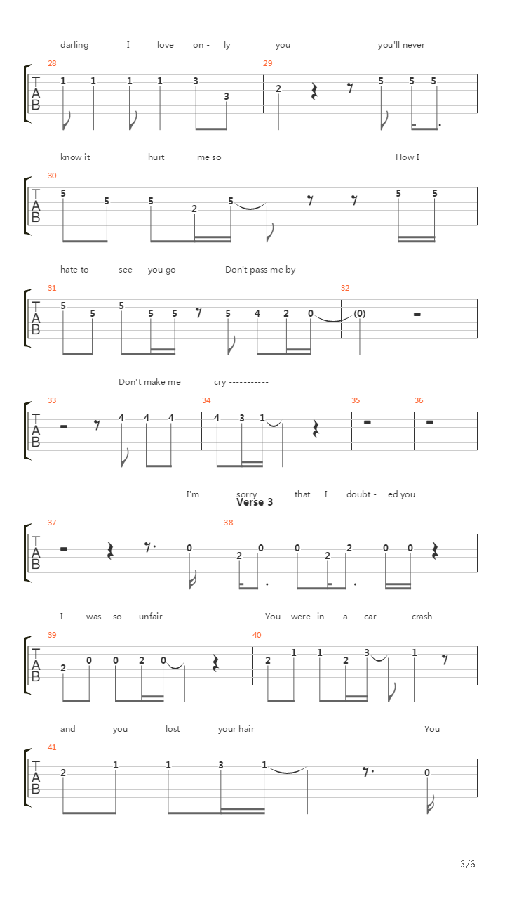 Don't Pass Me By吉他谱