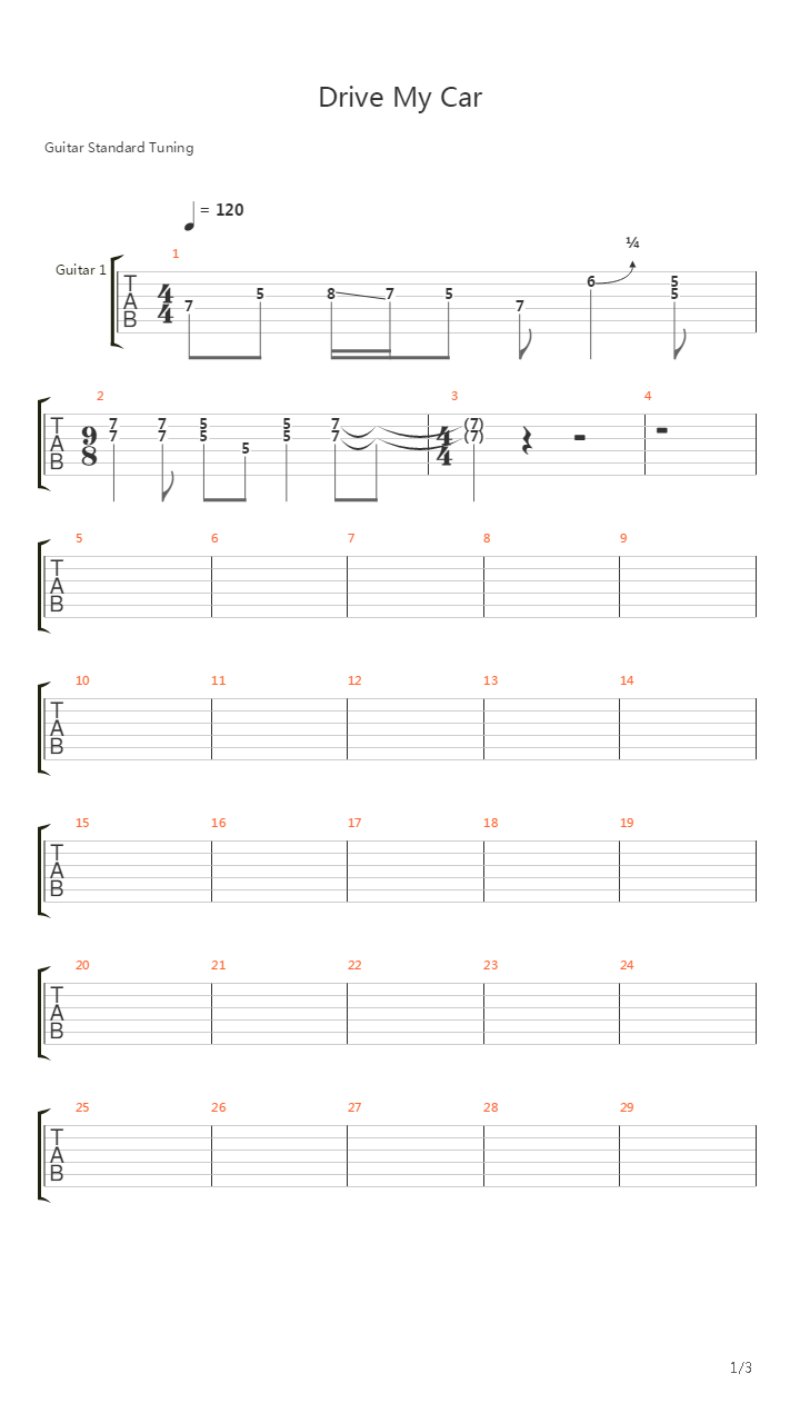 Drive My Car吉他谱