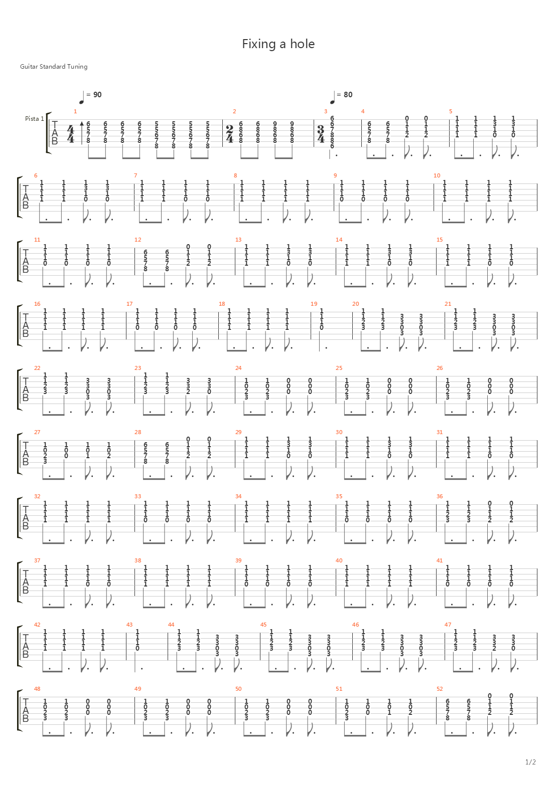 Fixing A Hole吉他谱