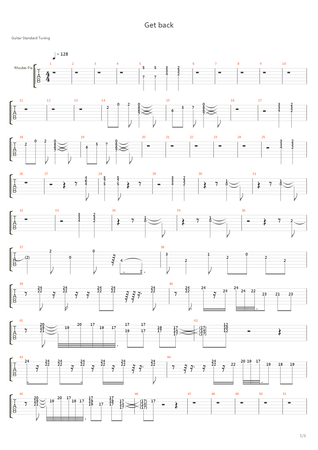 Get Back吉他谱