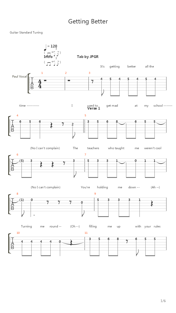 Getting Better吉他谱