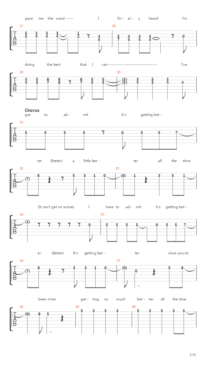 Getting Better吉他谱