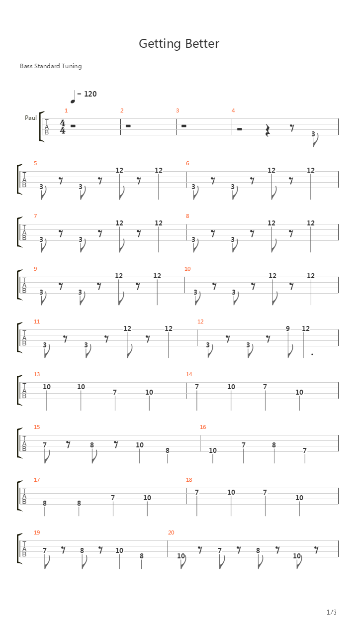 Getting Better吉他谱