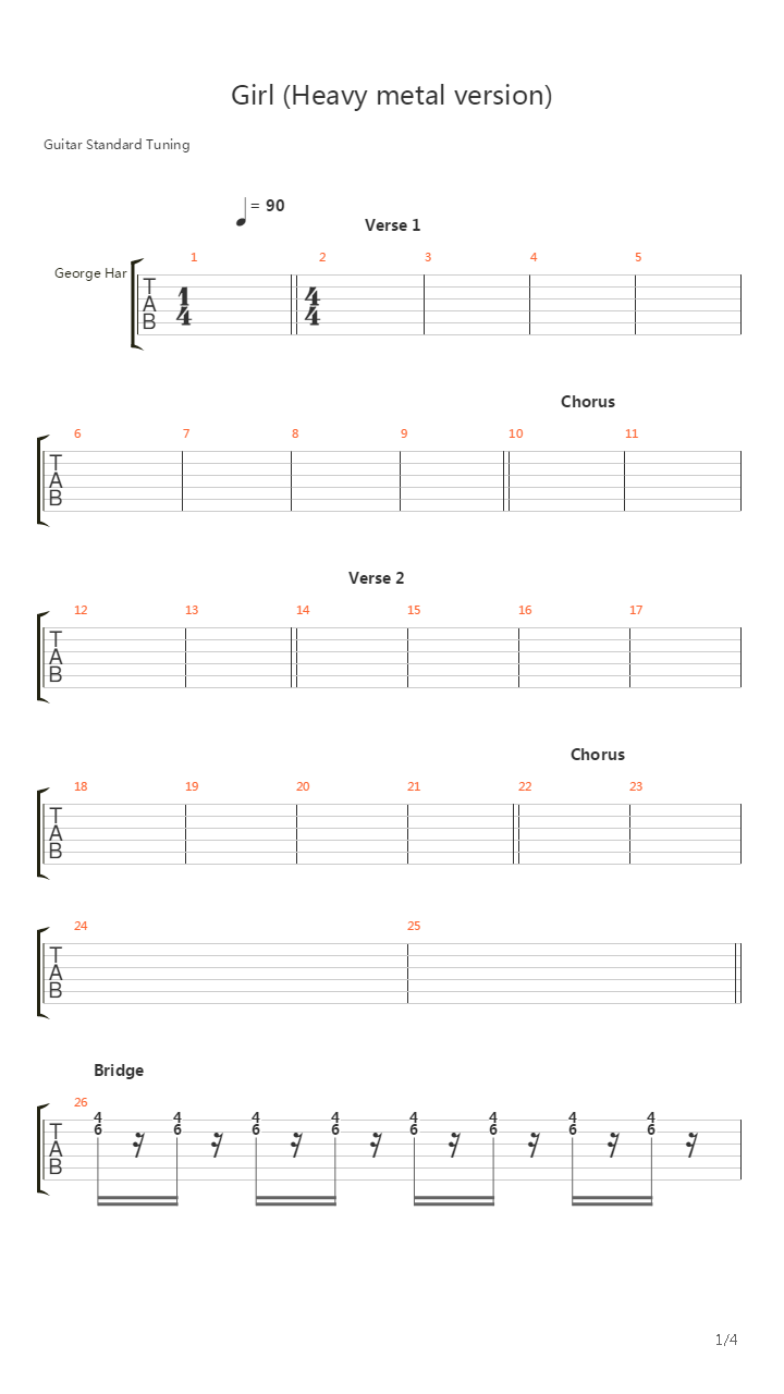 Girl (Heavy metal version)吉他谱