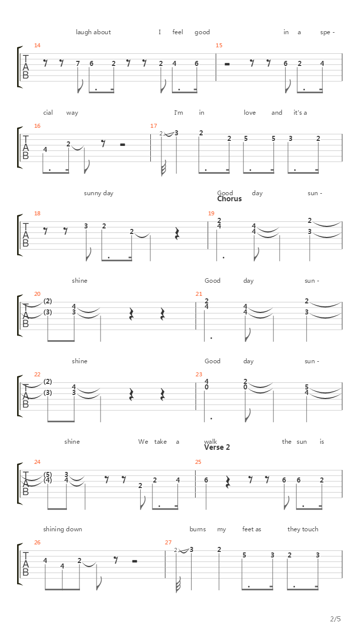 Good Day Sunshine吉他谱