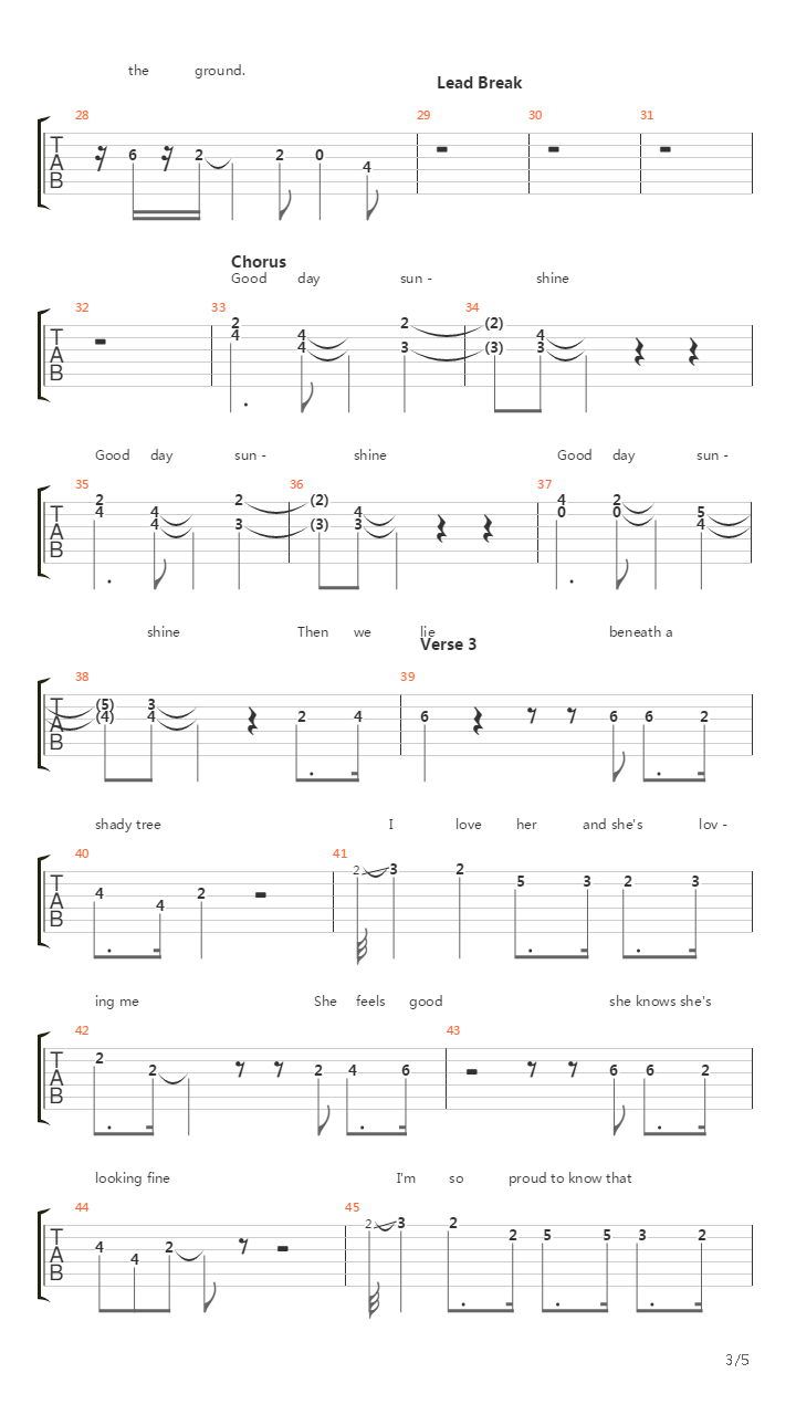 Good Day Sunshine吉他谱