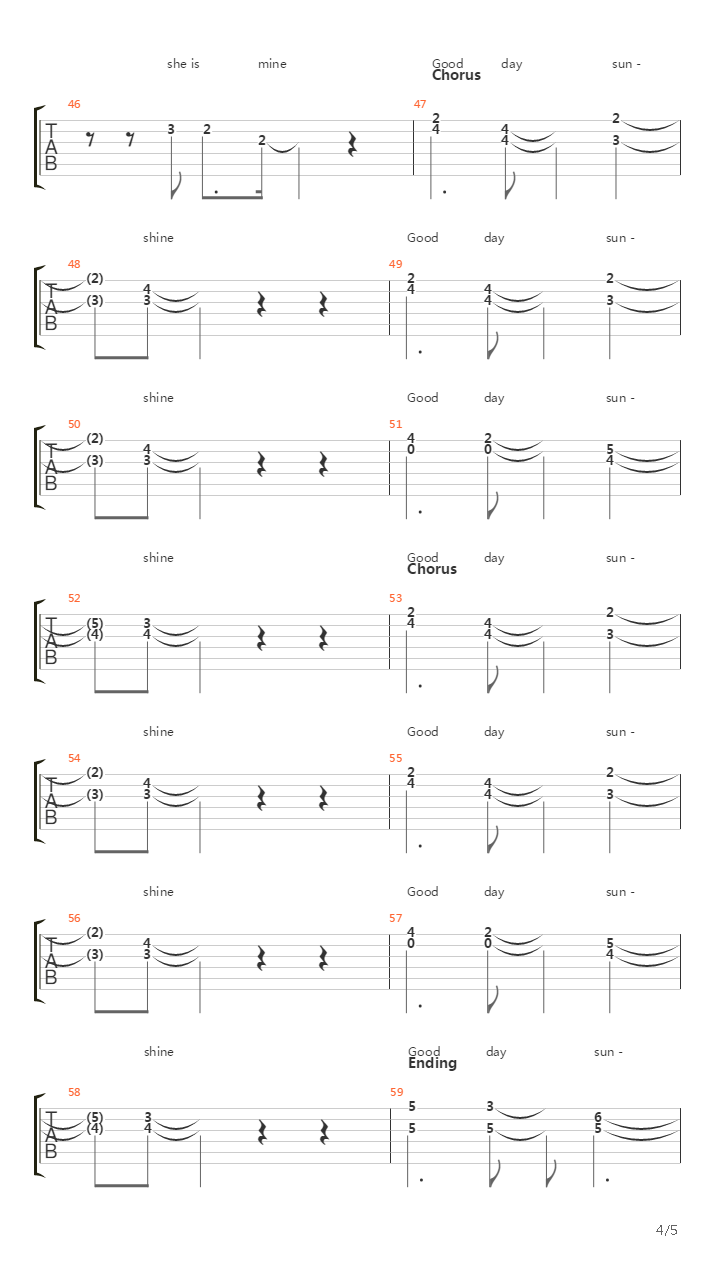 Good Day Sunshine吉他谱