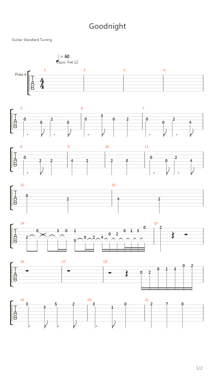 Goodnight吉他谱