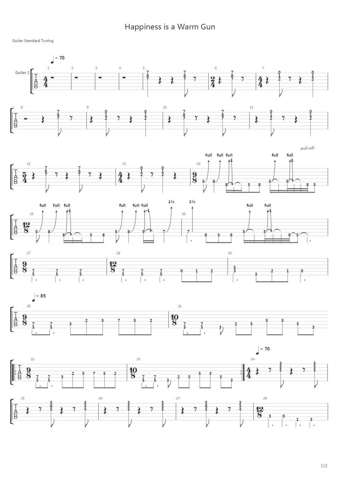 Happiness is a Warm Gun吉他谱