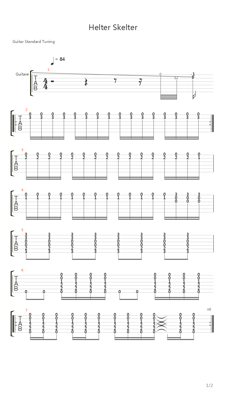 Helter Skelter吉他谱