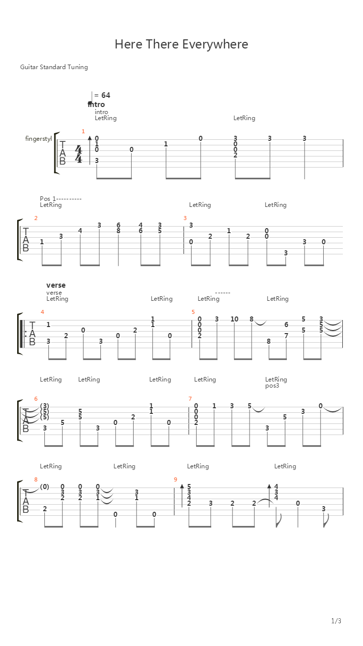 Here, There And Everywhere吉他谱