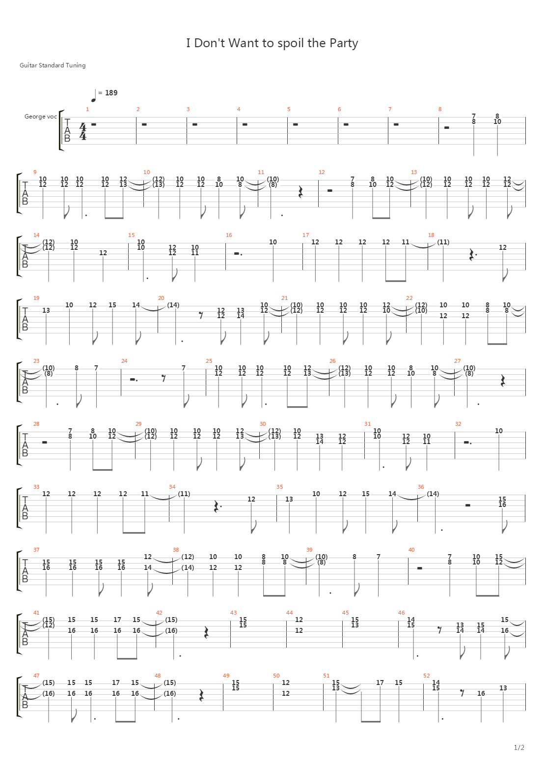 I Don't Want to Spoil The Party吉他谱