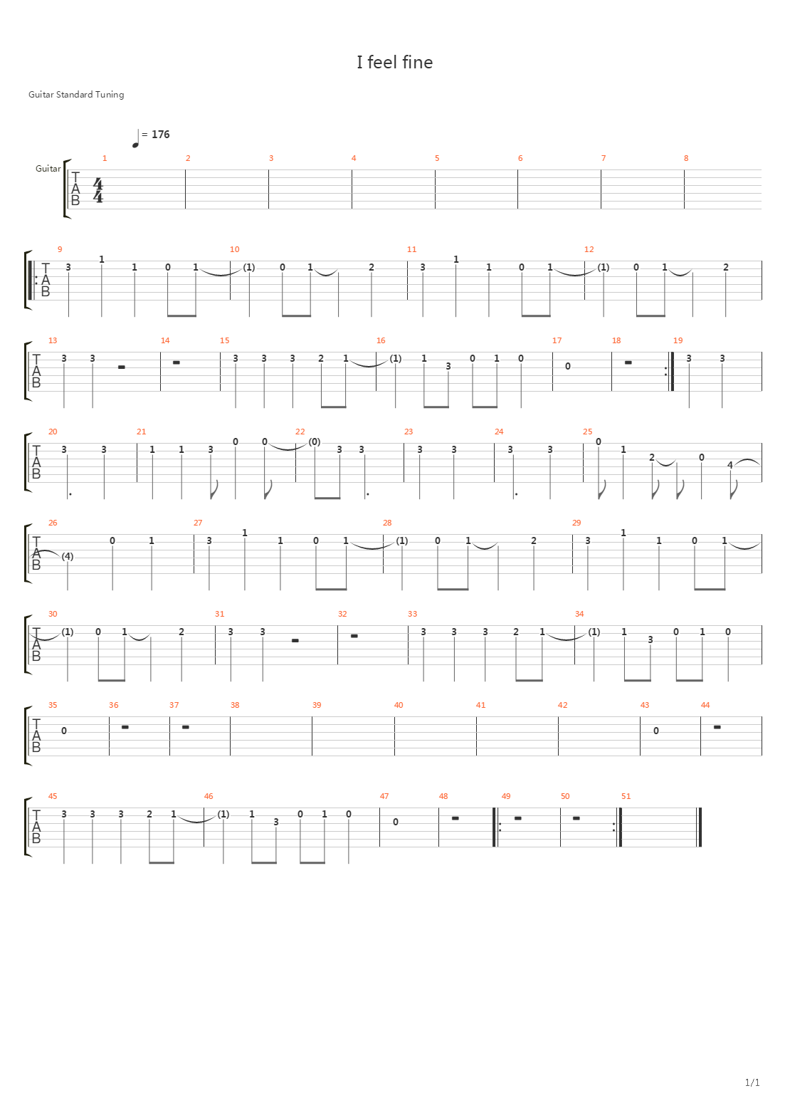 I Feel Fine吉他谱
