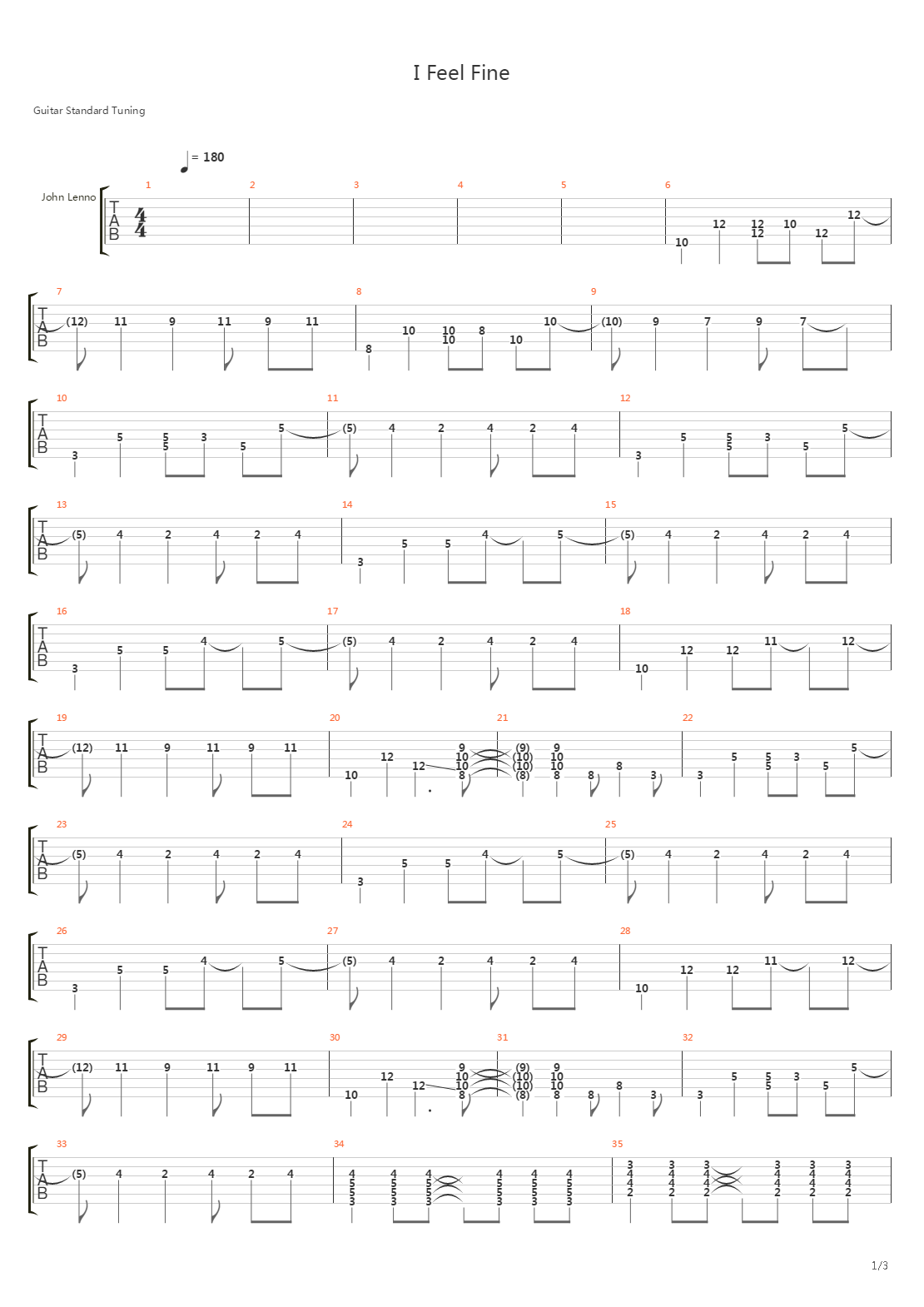 I Feel Fine吉他谱