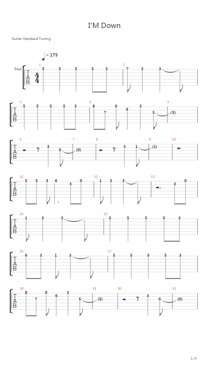 I'M Down吉他谱
